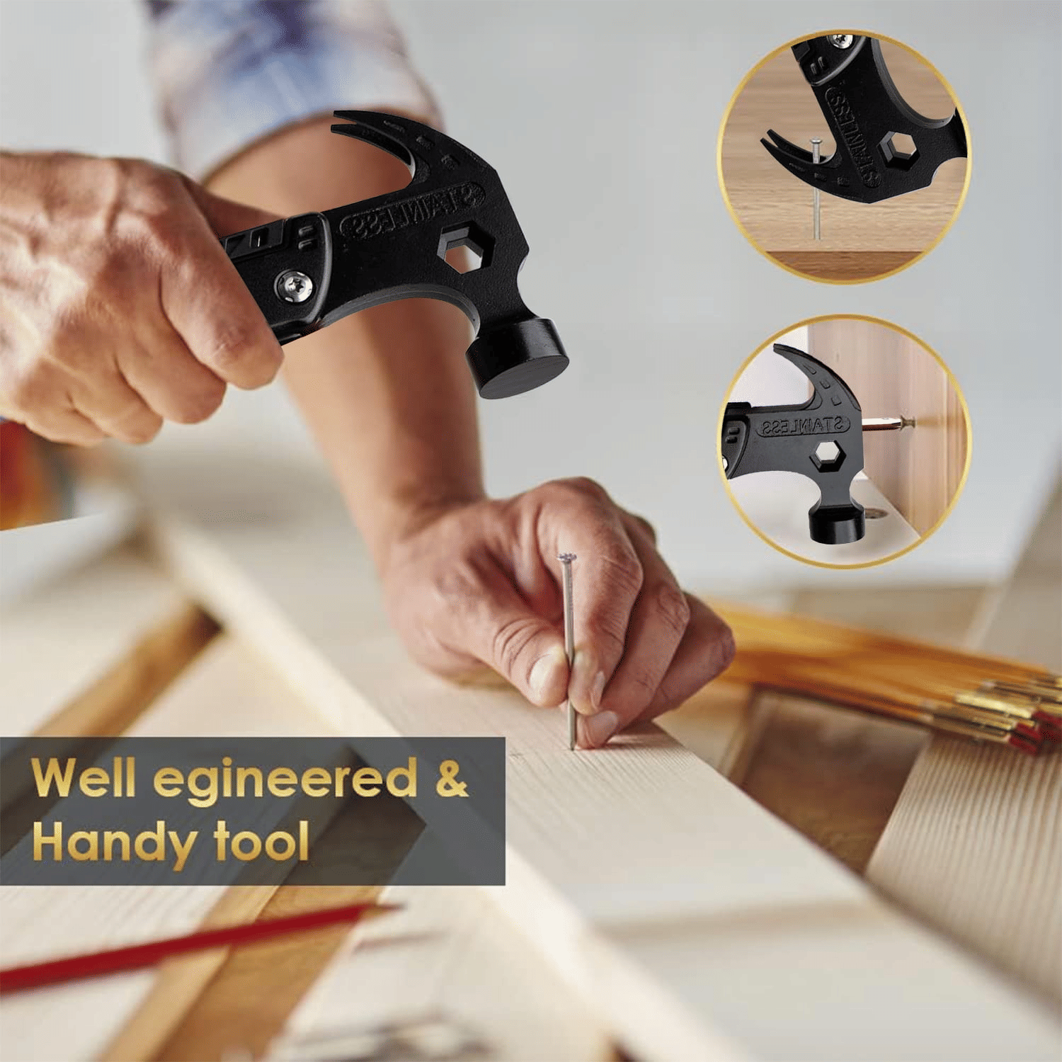 12-in-1 Multitool Camping Hammer for Outdoor Survival