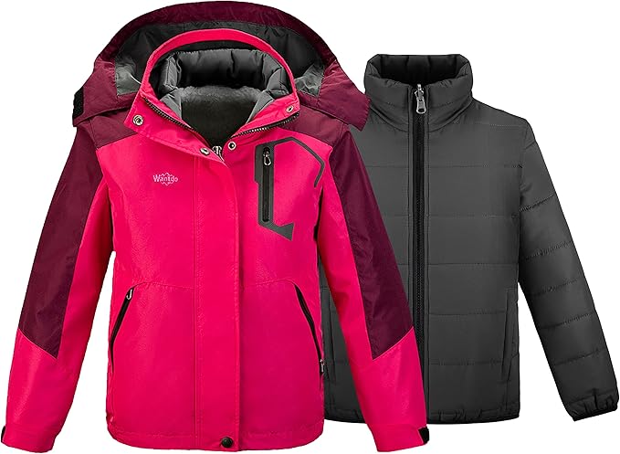 Girls’ 3-in-1 Ski Jacket with Fleece Lining